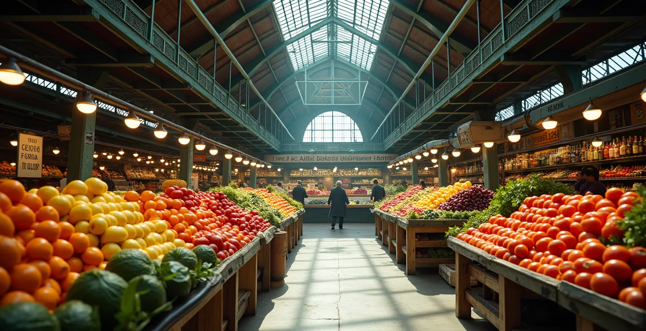 Marché couvert animé de Saint-Quentin avec ses étals colorés